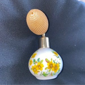 Jlona Bottle Atomizer West Germany white Glass Yellow Floral.